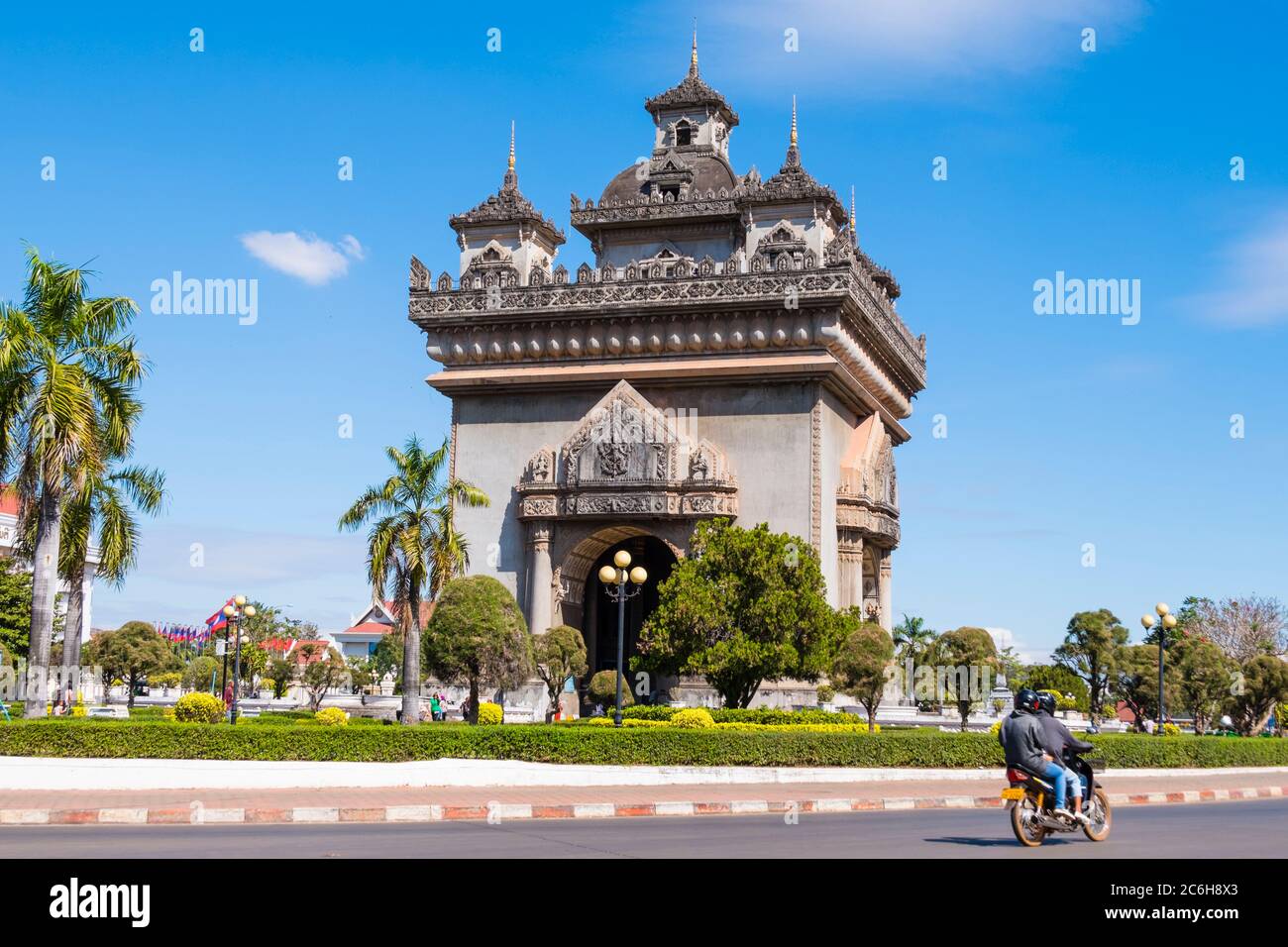 Patuxay Kriegsdenkmal, Patuxay Park, Vientiane, Laos Stockfoto