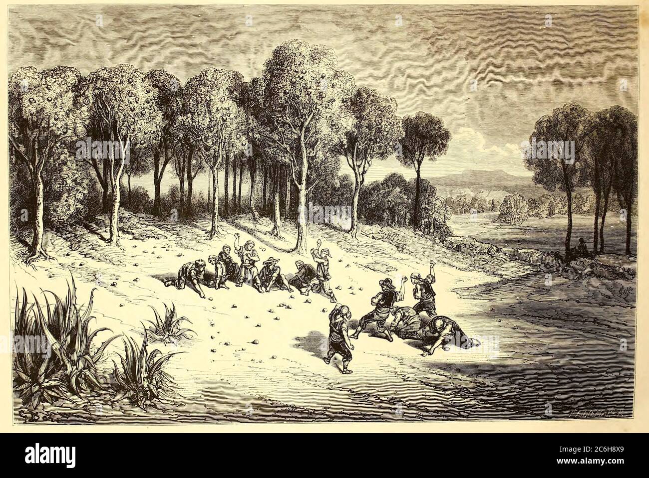 Les Oranges de Carcagente Seitenillustration aus dem Buch 'L'Espagne' [Spanien] von Davillier, Jean Charles, barón, 1823-1883; Doré, Gustave, 1832-1883; Veröffentlicht in Paris, Frankreich von Libreria Hachette, 1874 Stockfoto