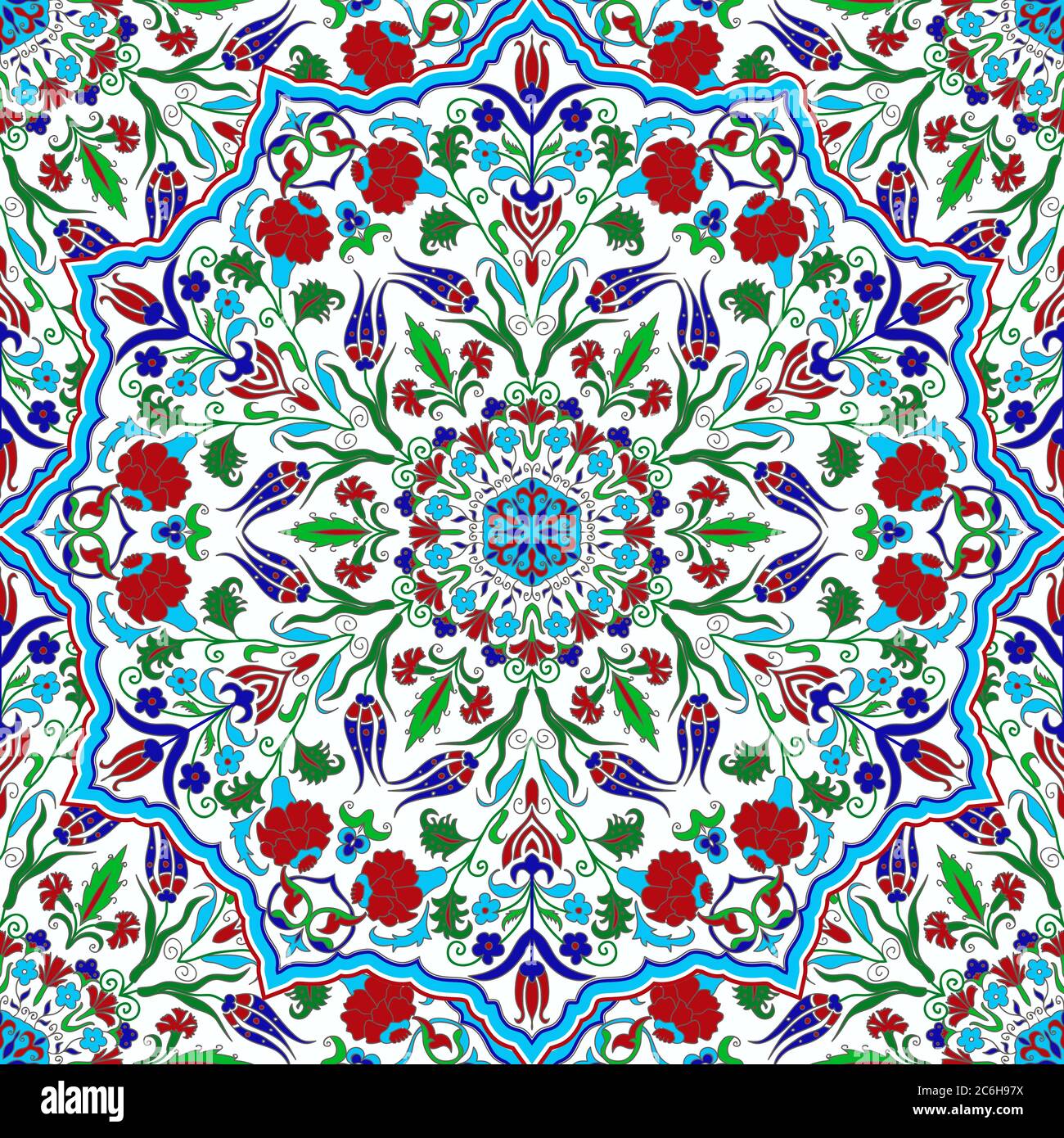 Nahtloses buntes Muster mit Mandala. Vintage-Deko-Element. Handgezeichnetes Muster im türkischen Stil. Islam, Arabisch, Indisch, Ottomane Motiv. Stock Vektor