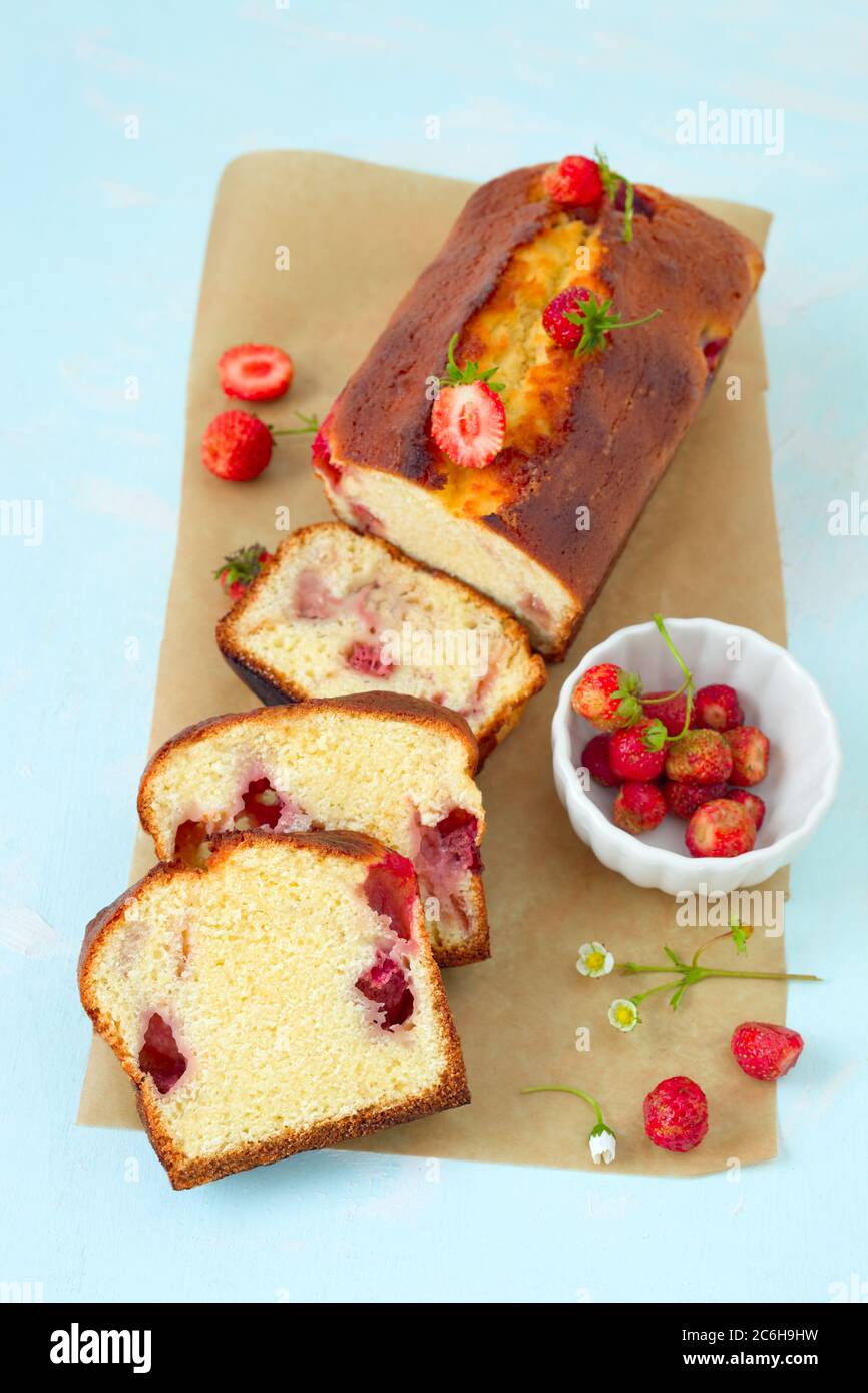 Erdbeerkuchen Stockfoto