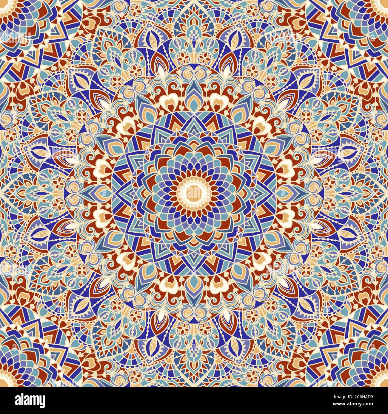 Nahtloses buntes Muster mit Mandala. Vintage-Deko-Element. Handgezeichnetes Muster im türkischen Stil. Islam, Arabisch, Indisch, Ottomane Motiv. Stock Vektor