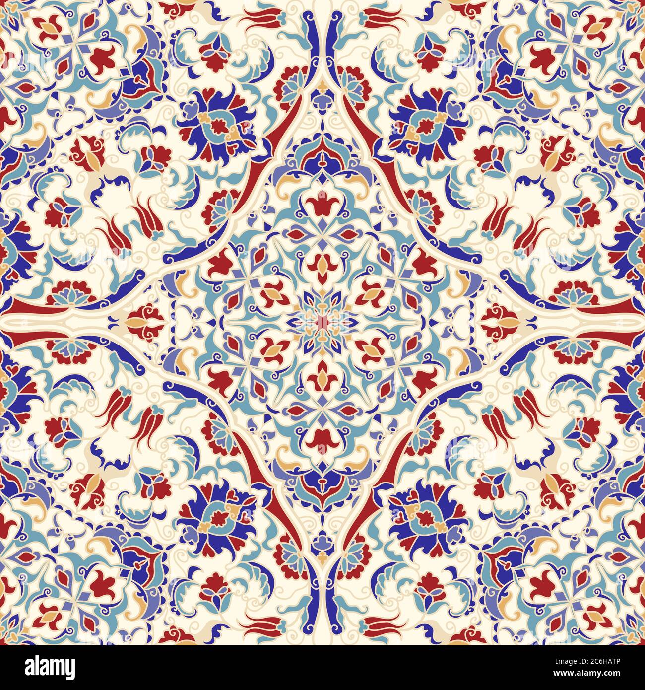 Nahtloses buntes Muster mit Mandala. Vintage-Deko-Element. Handgezeichnetes Muster im türkischen Stil. Islam, Arabisch, Indisch, Ottomane Motiv. Stock Vektor