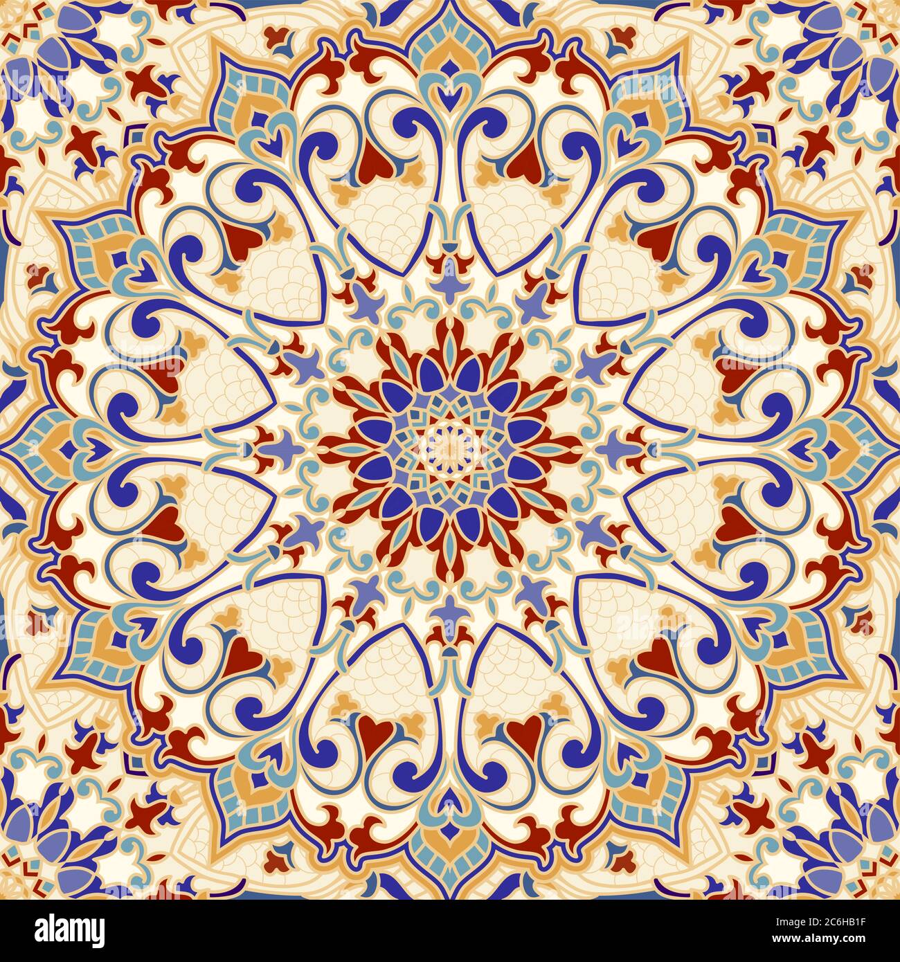Nahtloses buntes Muster mit Mandala. Vintage-Deko-Element. Handgezeichnetes Muster im türkischen Stil. Islam, Arabisch, Indisch, Ottomane Motiv. Stock Vektor