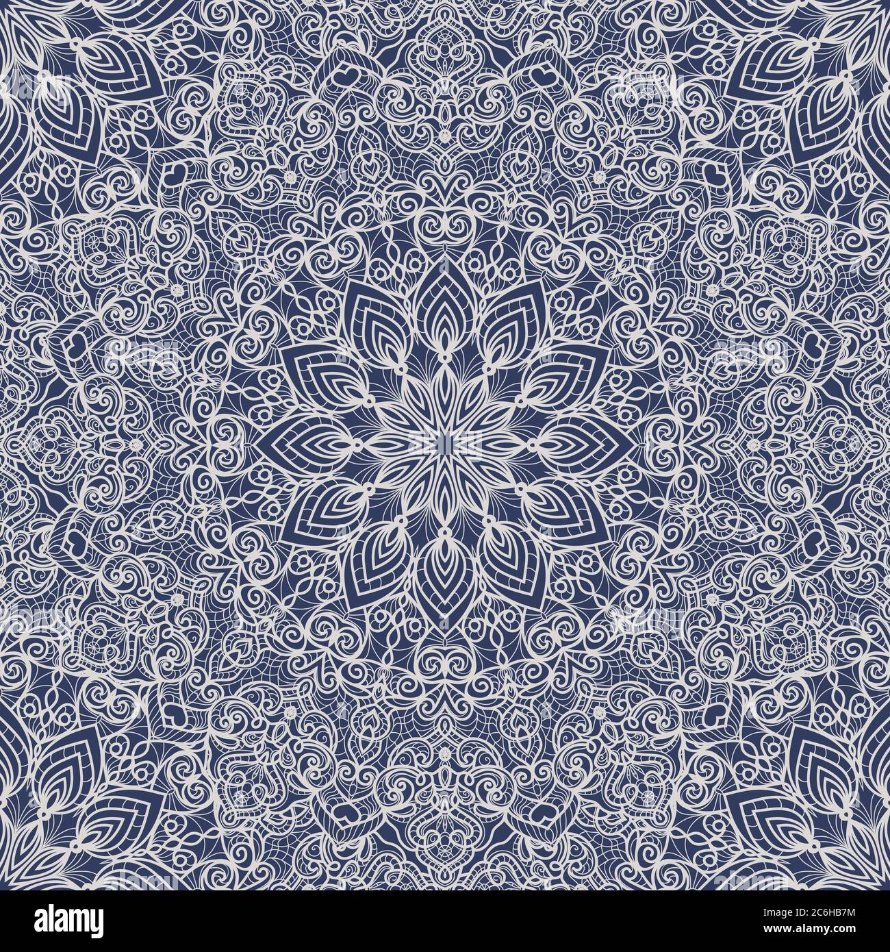 Nahtloses buntes Muster mit Mandala. Vintage-Deko-Element. Handgezeichnetes Muster im türkischen Stil. Islam, Arabisch, Indisch, Ottomane Motiv. Stock Vektor