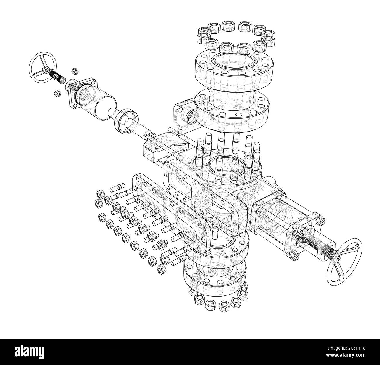 Blowout-Preventer. 3D-Illustration Stockfoto