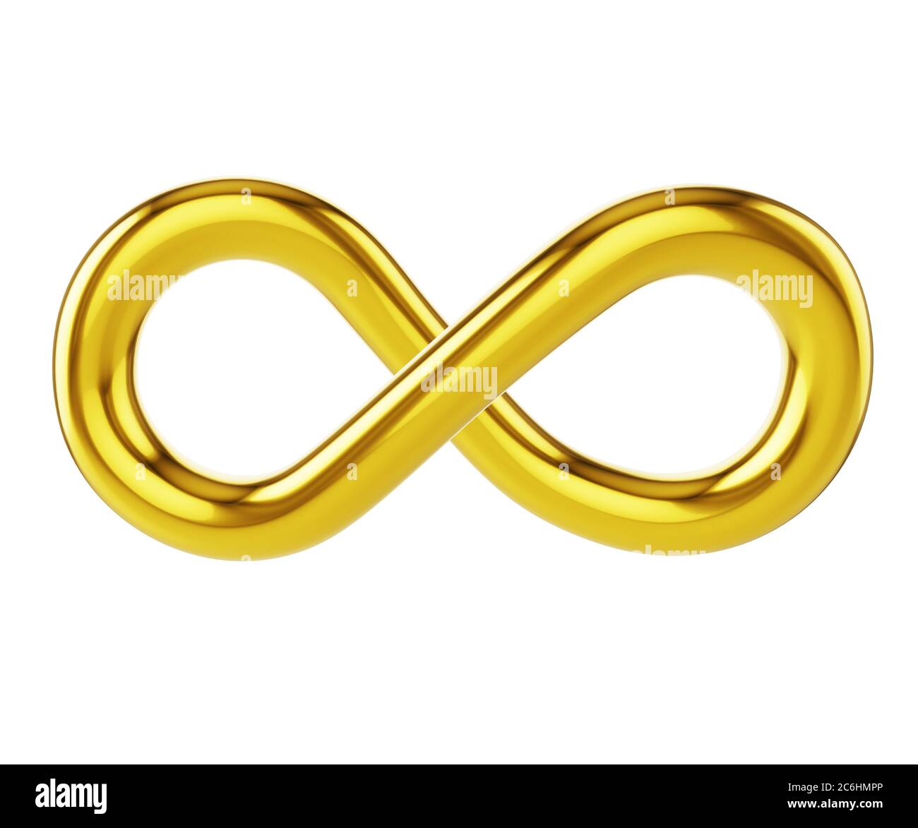 3d goldenes Infinity-Zeichen oder Symbol Stockfoto