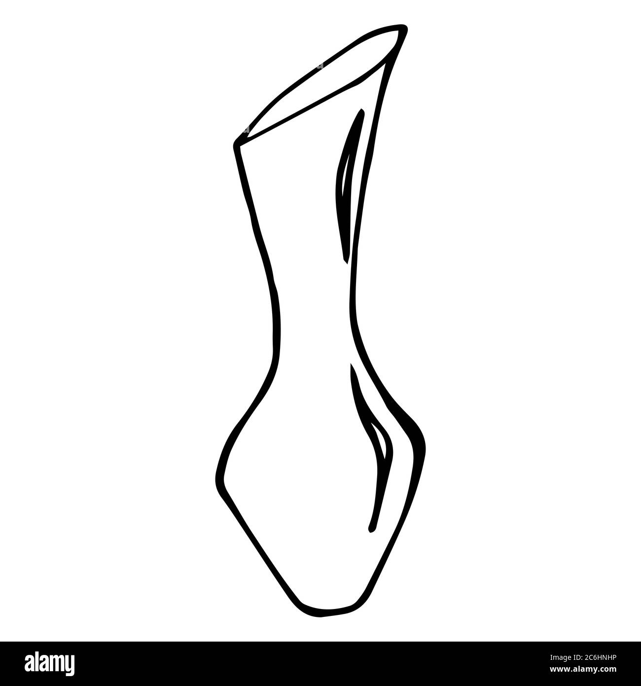 Handgezeichnete Doodle Vase. Konturskizze. Vektor transparente Illustration isoliert auf weißem Hintergrund. Dekoration für Karten, Banner, Poster, Drucke, e Stock Vektor