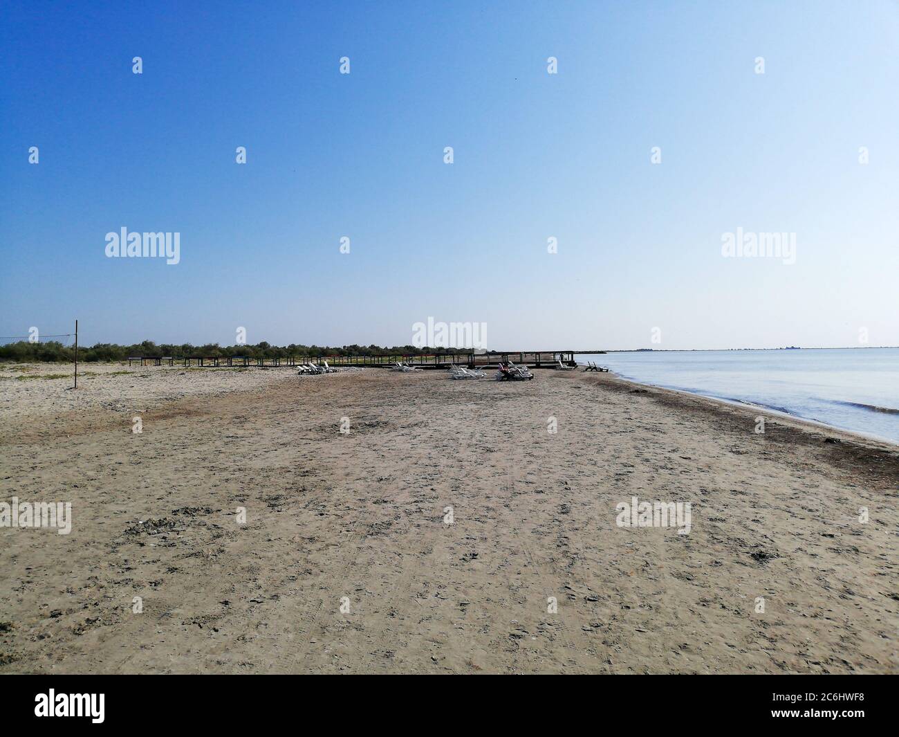 Sulina Beach - der schönste wilde Strand im zivilisierten Rumänien. Touristen gehen dort für den feinen Sand und schöne Landschaft von der Donau bis zur BL Stockfoto