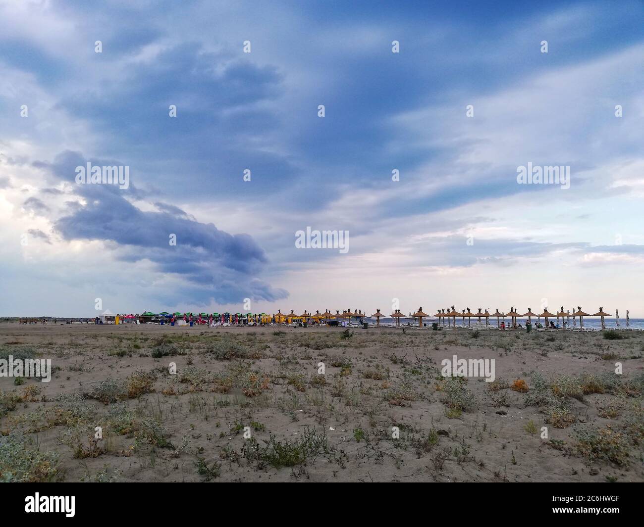 Sulina Beach - der schönste wilde Strand im zivilisierten Rumänien. Touristen gehen dort für den feinen Sand und schöne Landschaft von der Donau bis zur BL Stockfoto