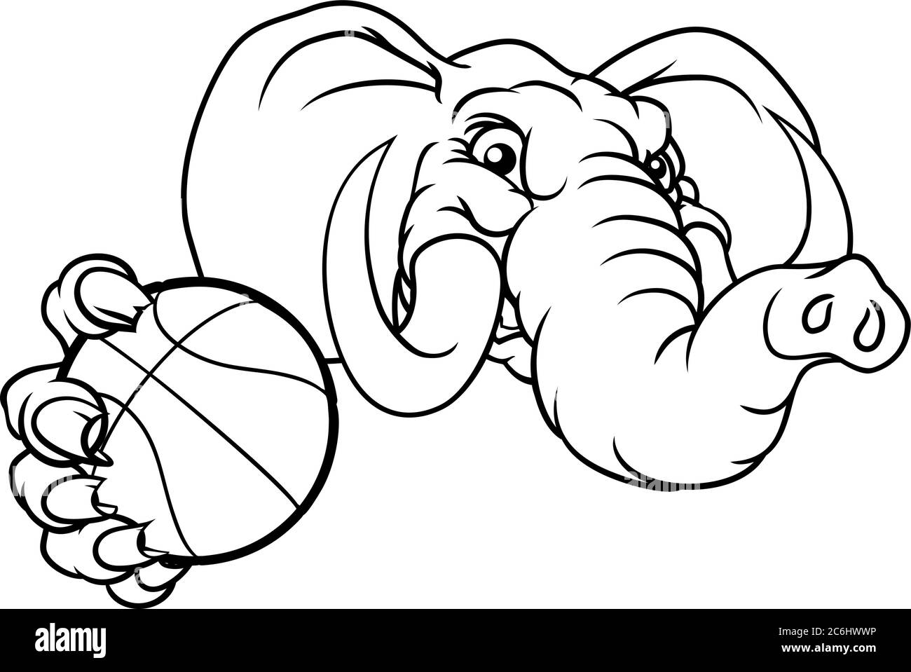 Elefant Basketball Ball Sport Tier Maskottchen Stock Vektor