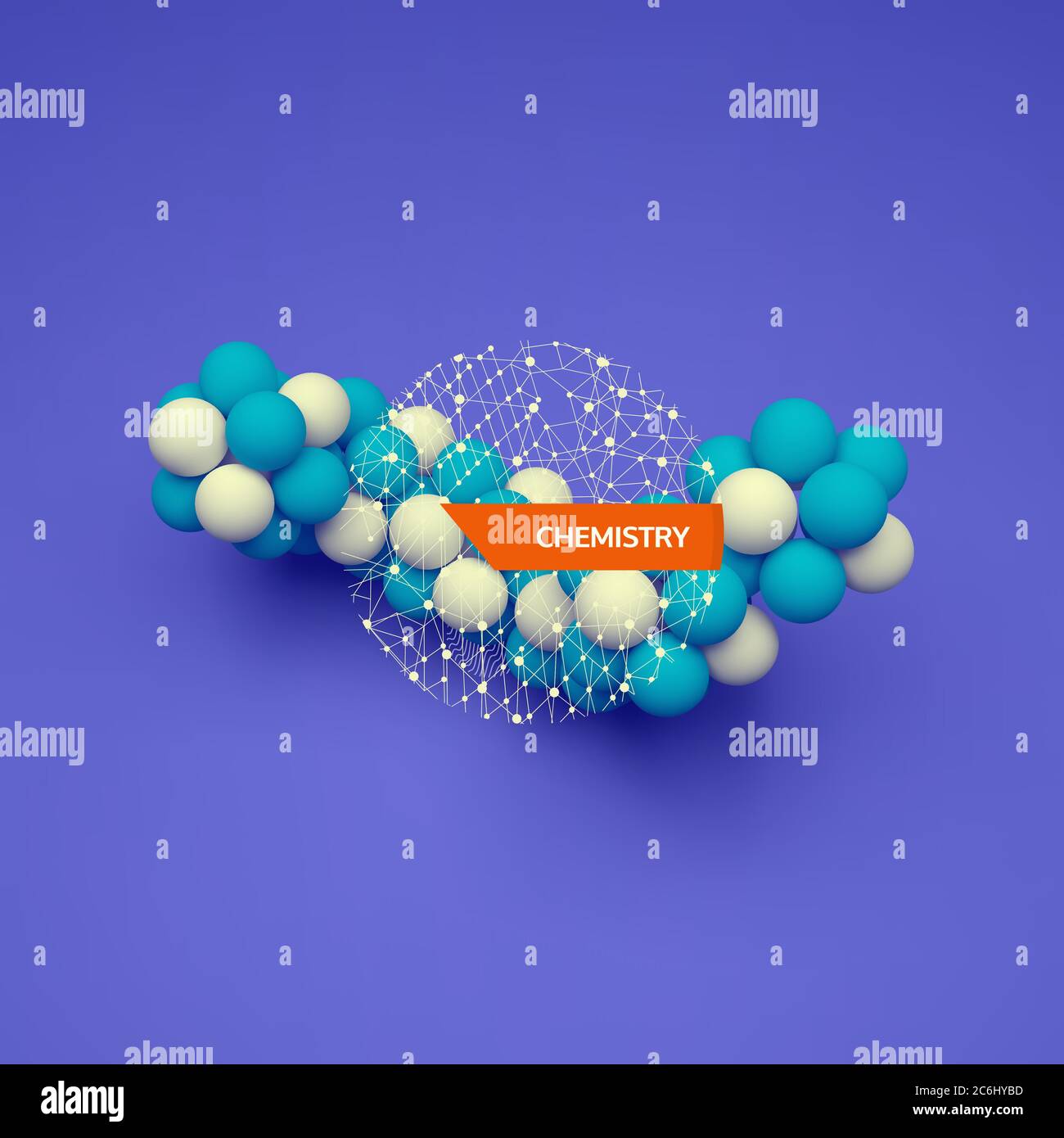 3d-Molekülstruktur. Futuristischer Technologiestil. Verbindungsstruktur. 3d Vektordarstellung für Wissenschaft, Technologie, Marketing, Präsentation. Stock Vektor