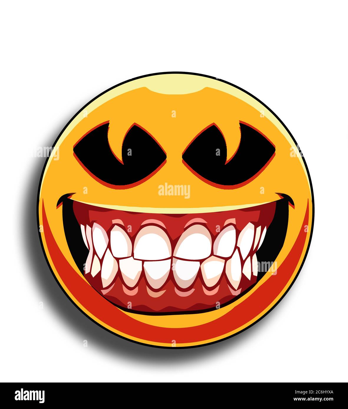 Teufel Emoticon. Lächeln Sie Emoji Horror Stockfoto