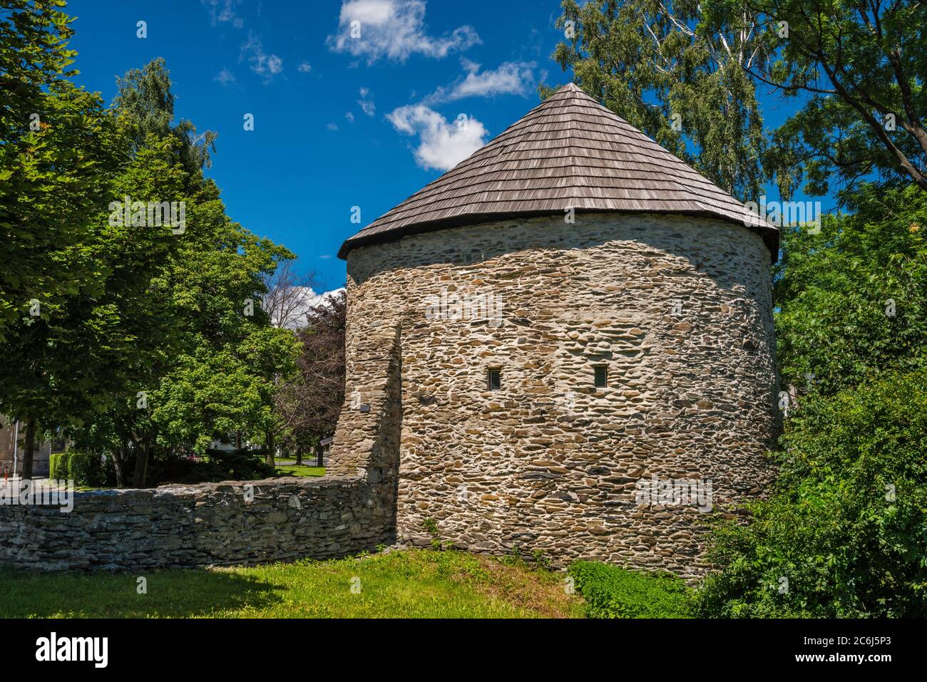 Mittelalterlicher Turm in Bruntal, Böhmisches Schlesien, Mährisch-Schlesische Region, Tschechische Republik Stockfoto