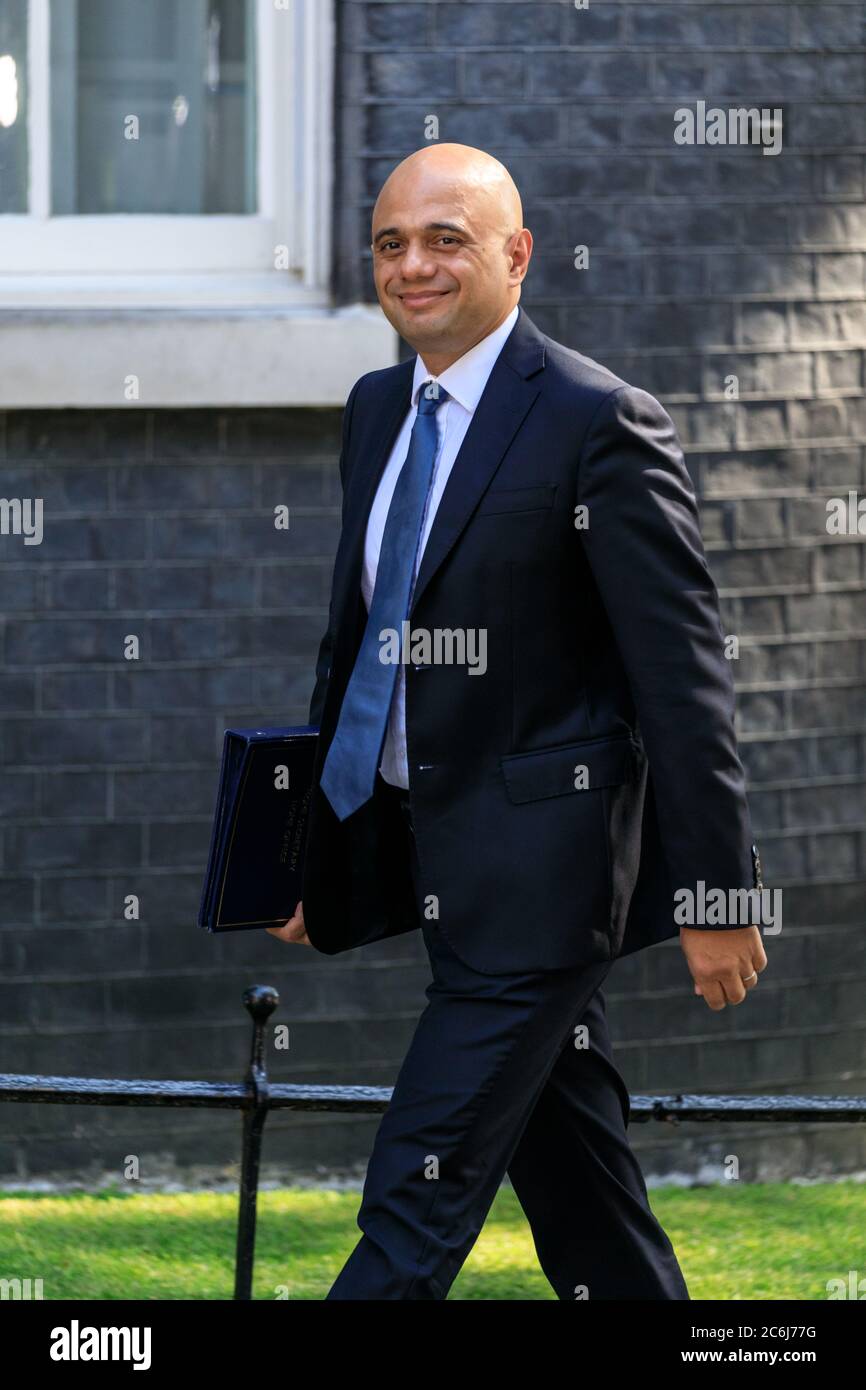 Sajid Javid, MP, Innenminister, später Schatzkanzler, Politiker der britischen Konservativen Partei, Downing Street, London, England, Großbritannien Stockfoto