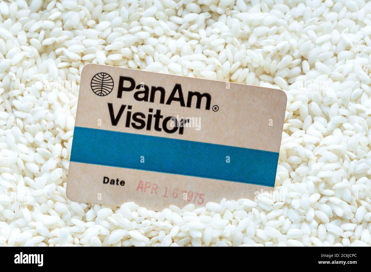 Vintage Pan American Visitor Pass benötigt, um die Fluggesellschaften Hauptsitz in New York City, 1975 Stockfoto