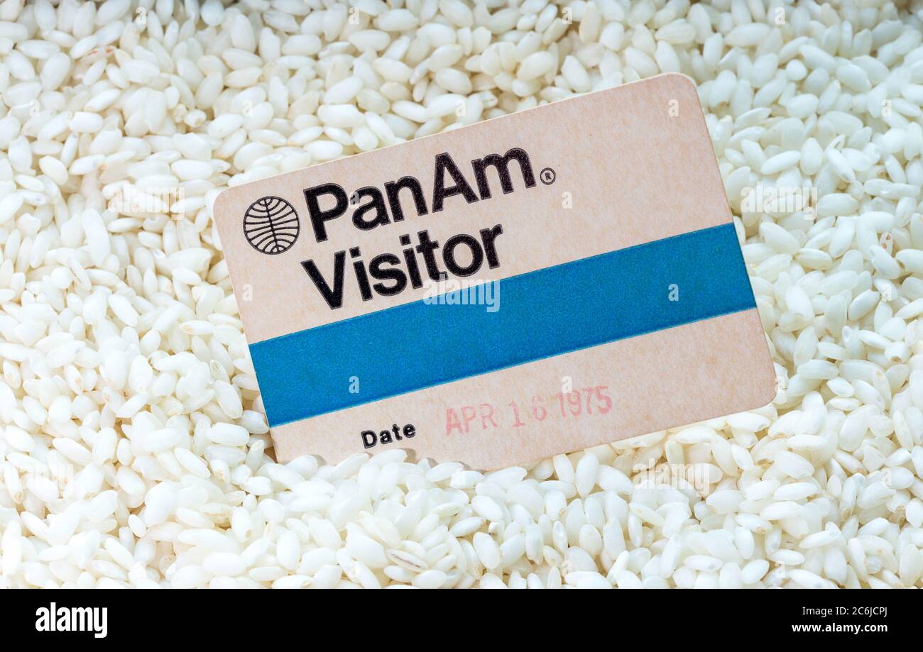 Vintage Pan American Visitor Pass benötigt, um die Fluggesellschaften Hauptsitz in New York City, 1975 Stockfoto