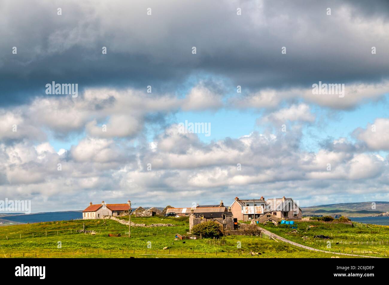 Die kleine Siedlung Beosetter im Norden von Bressay Stockfoto