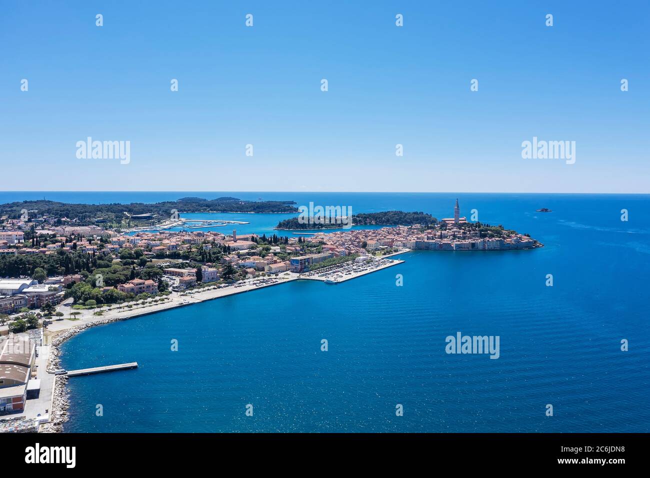 Eine Luftaufnahme von der Altstadt Rovinj, Istrien, Kroatien Stockfoto
