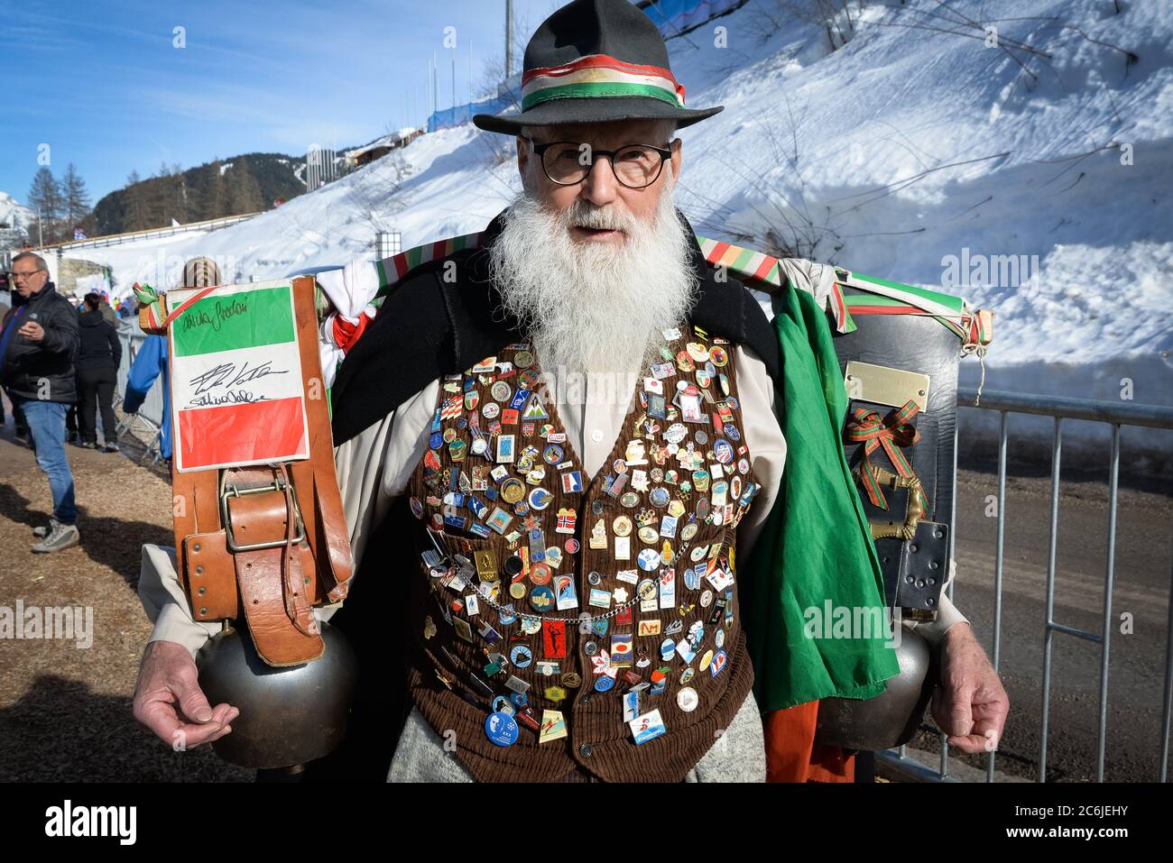 Italienischer Skifan, Nordische Weltmeisterschaften, Seefeld, Österreich, 2019. Stockfoto