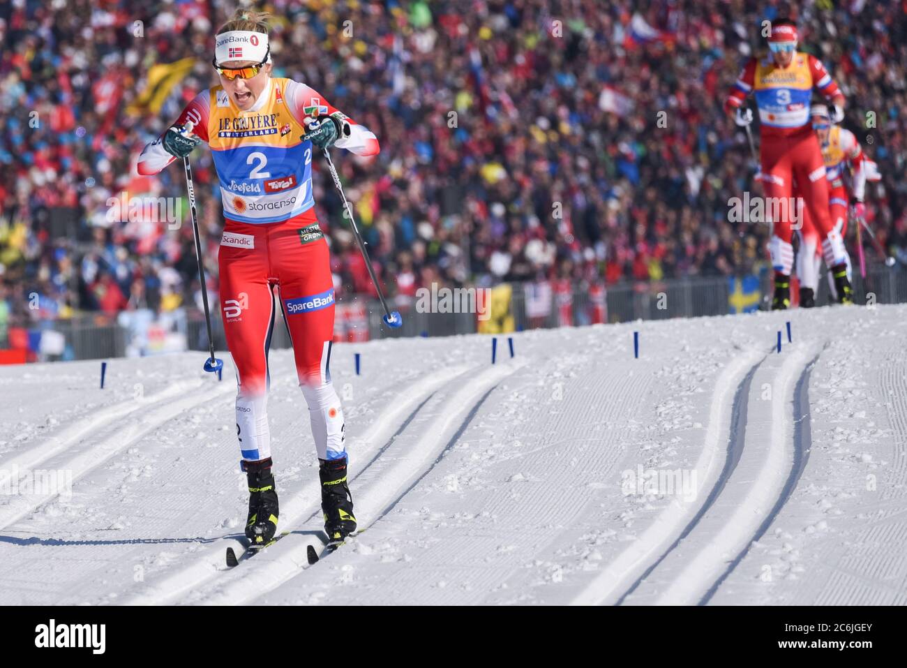 Die Norwegische Therese Johaug, im Skisportsport bei den FIS Nordischen Weltmeisterschaften 2019, Seefeld, Österreich. Stockfoto