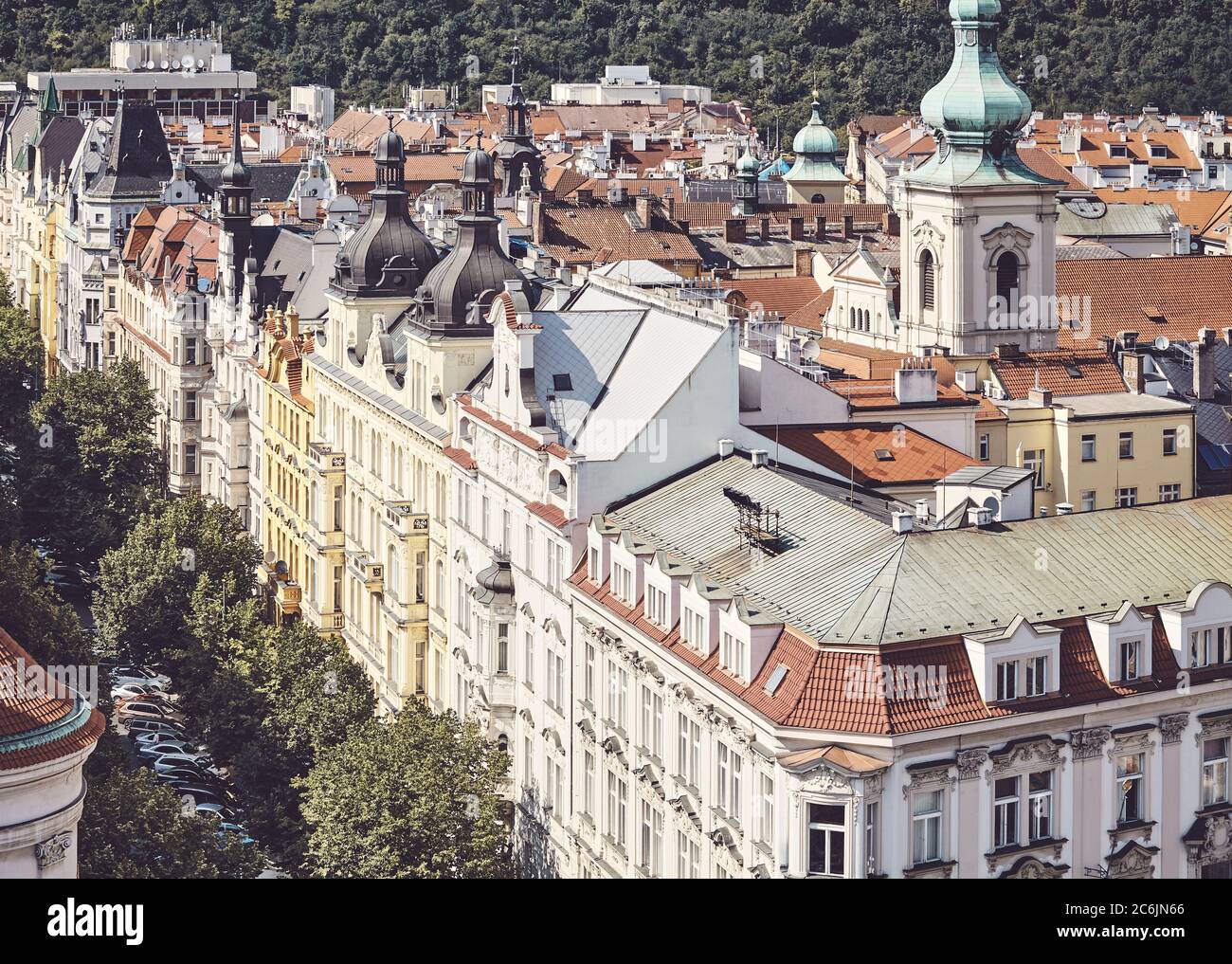 Prager Stadtbild, Farbtonung aufgetragen, Tschechische Republik. Stockfoto
