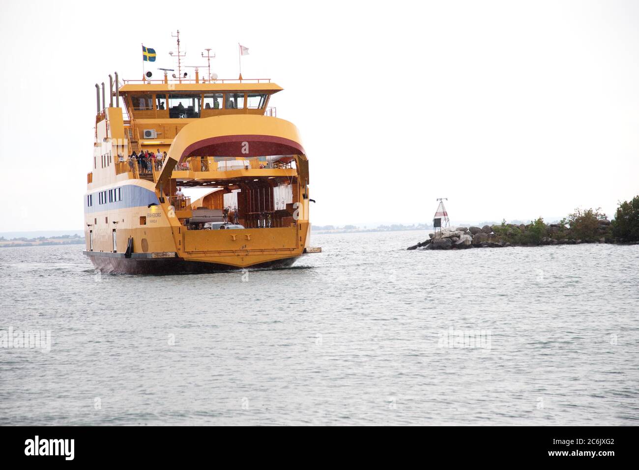 Gränna, Schweden 20140726 M / S Braheborg ist eine Fähre im Verkehr zwischen Gränna und Visingsö, auf dem Vättern-See. Foto Jeppe Gustafsson Stockfoto