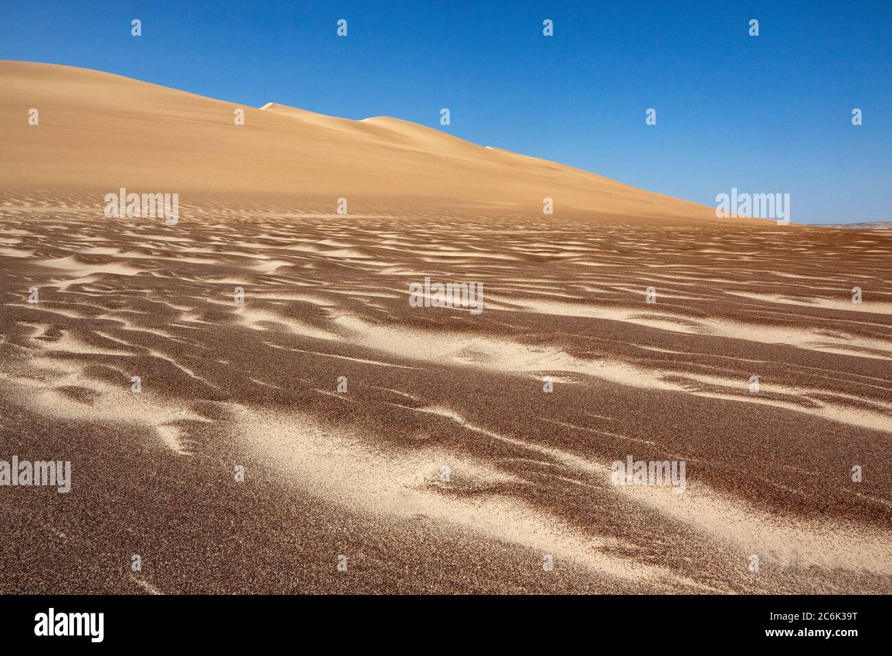 Wüstensanddünen an der Skeleton Coast in Namibia, Afrika. Stockfoto