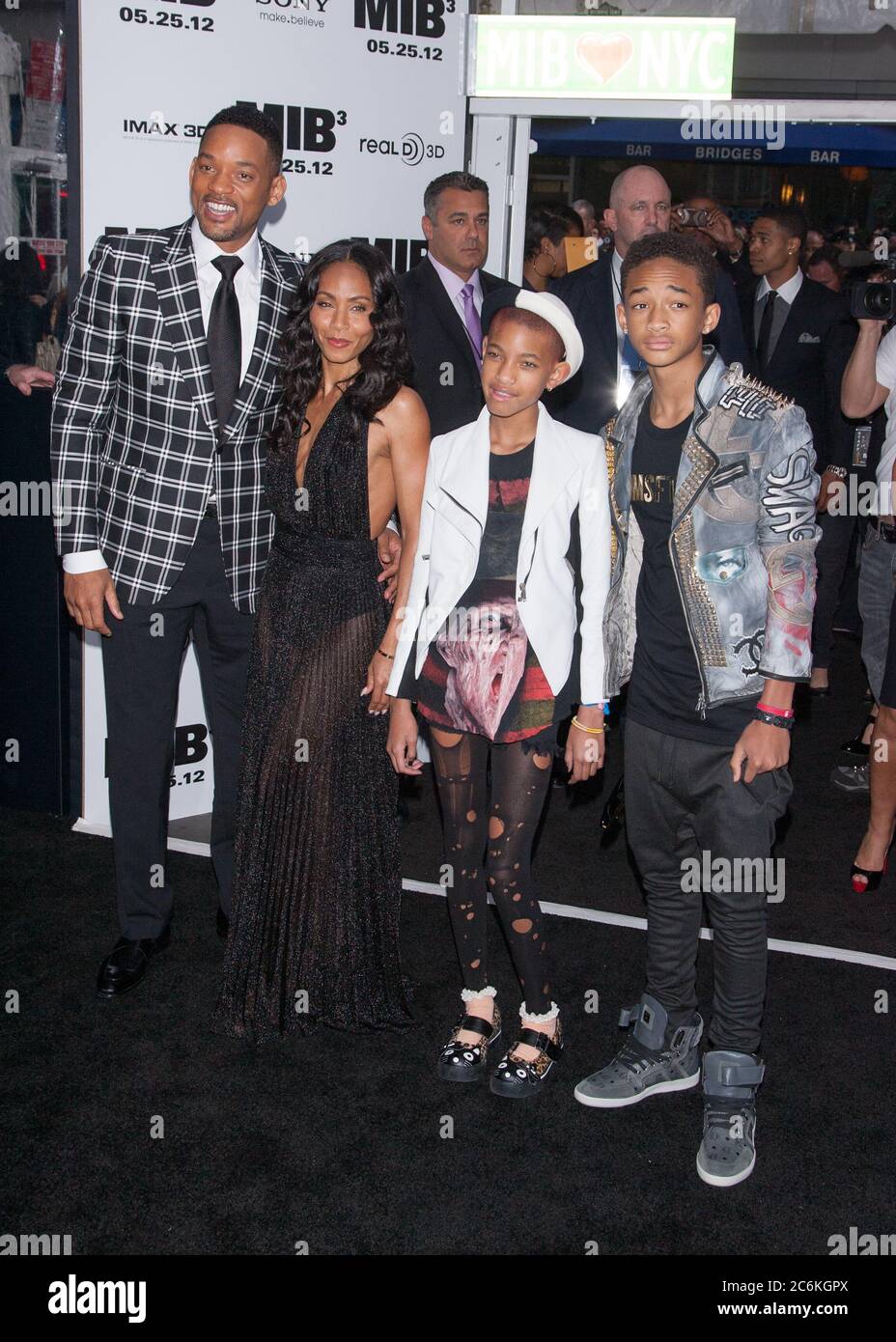 Will Smith, Jada Pinkett Smith, Willow Smith und Jaden Smith besuchen die "Men in Black 3" New York Premiere im Ziegfeld Theater am 23. Mai 2012 in Stockfoto