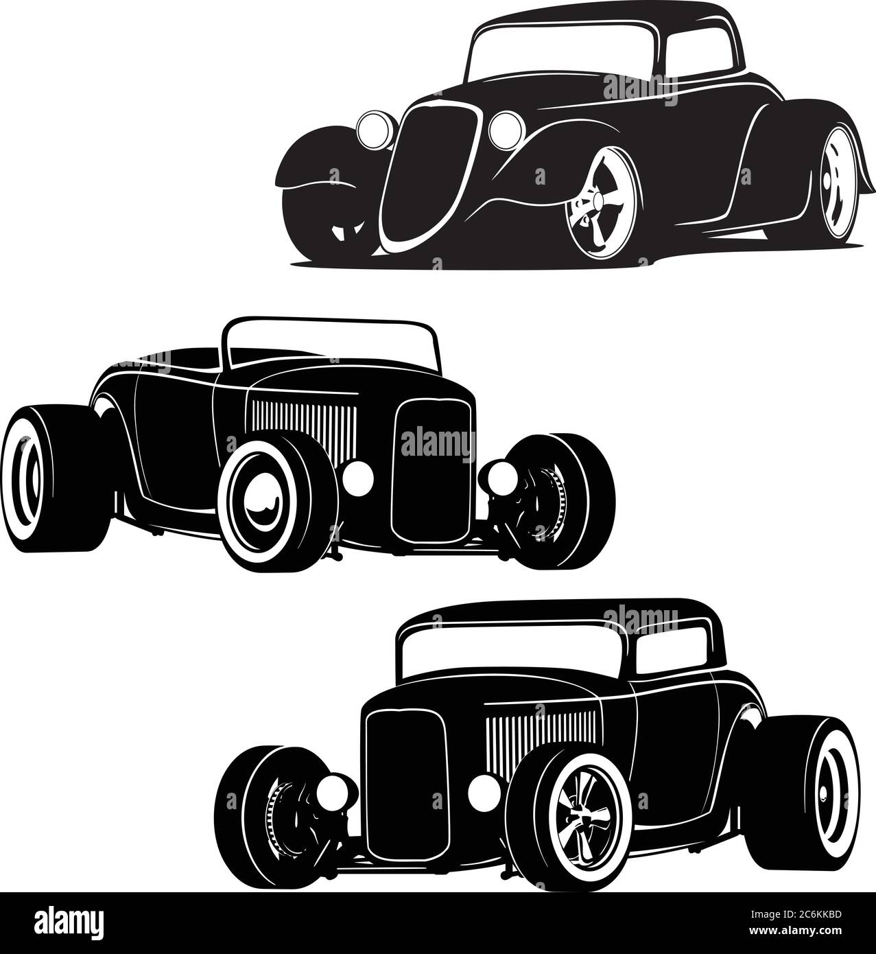 Hot Rod Muscle Cars Silhouette Set Isoliert Vektor Illustration Stock Vektor