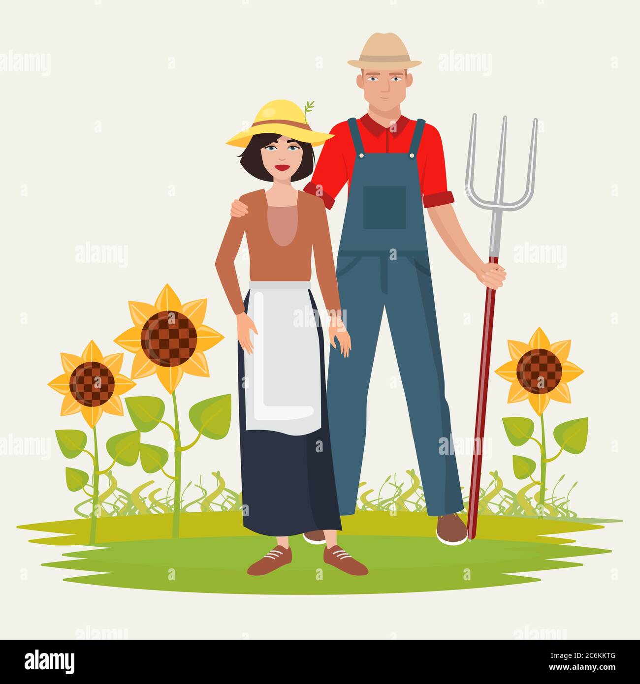 Bauern Paar Mann und Frau. Gärtner und Gärtnerin Stock Vektor