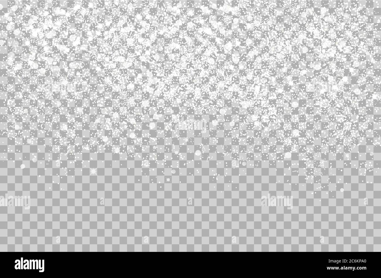 Overlay fällt glänzenden Schnee isoliert auf dem transperanten Alpha-Hintergrund. Vektor Schneeflocke Schneefall. Schöner Schnee-Effekt für weihnachten Neujahr Projekt Stock Vektor
