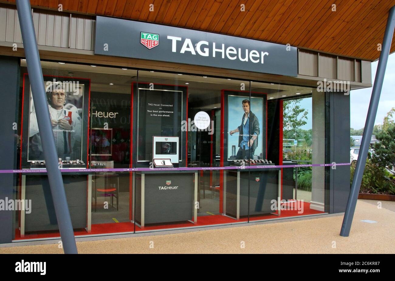 Tag Heuer Logo an einem ihrer Zweige. Stockfoto