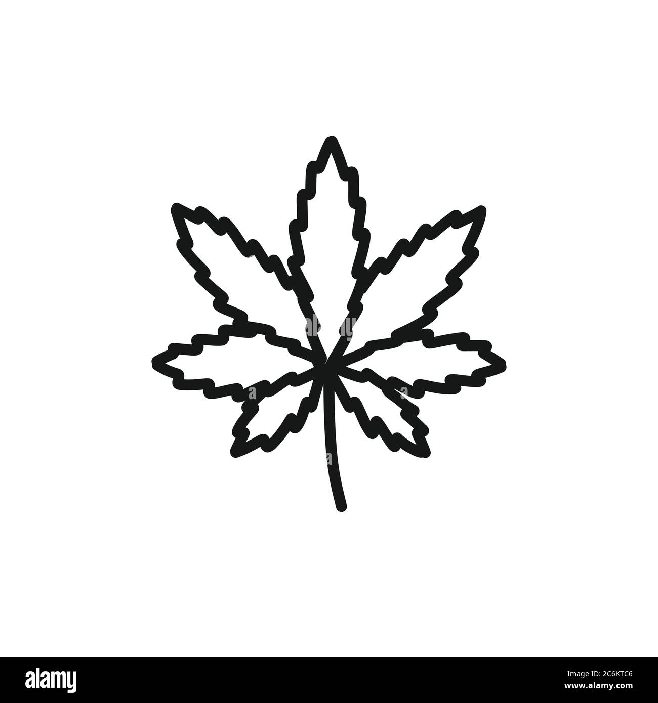 Marihuana Blatt Indica Doodle Symbol, Vektor-Farbe Illustration Stock Vektor
