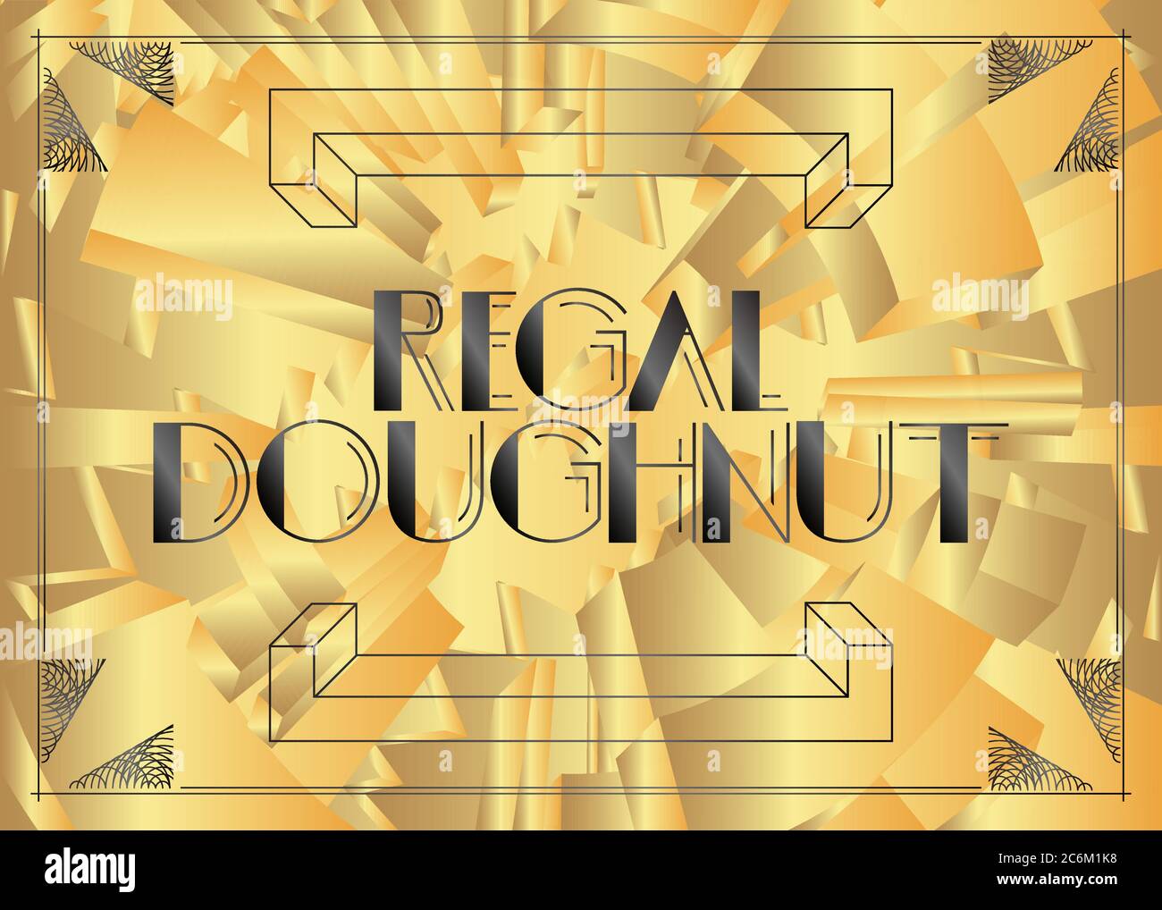 Art Deco Regal Donut Text. Dekorative Grußkarte, Schild mit Vintage-Buchstaben. Stock Vektor