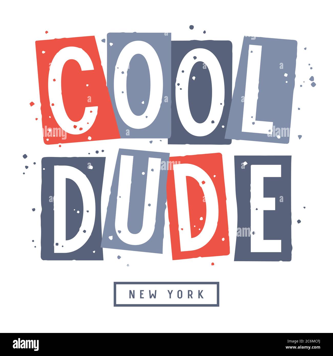 Trendiger Slogan Cool Dude New York für T-Shirt-Print mit grunge-Textur-Elementen Stock Vektor