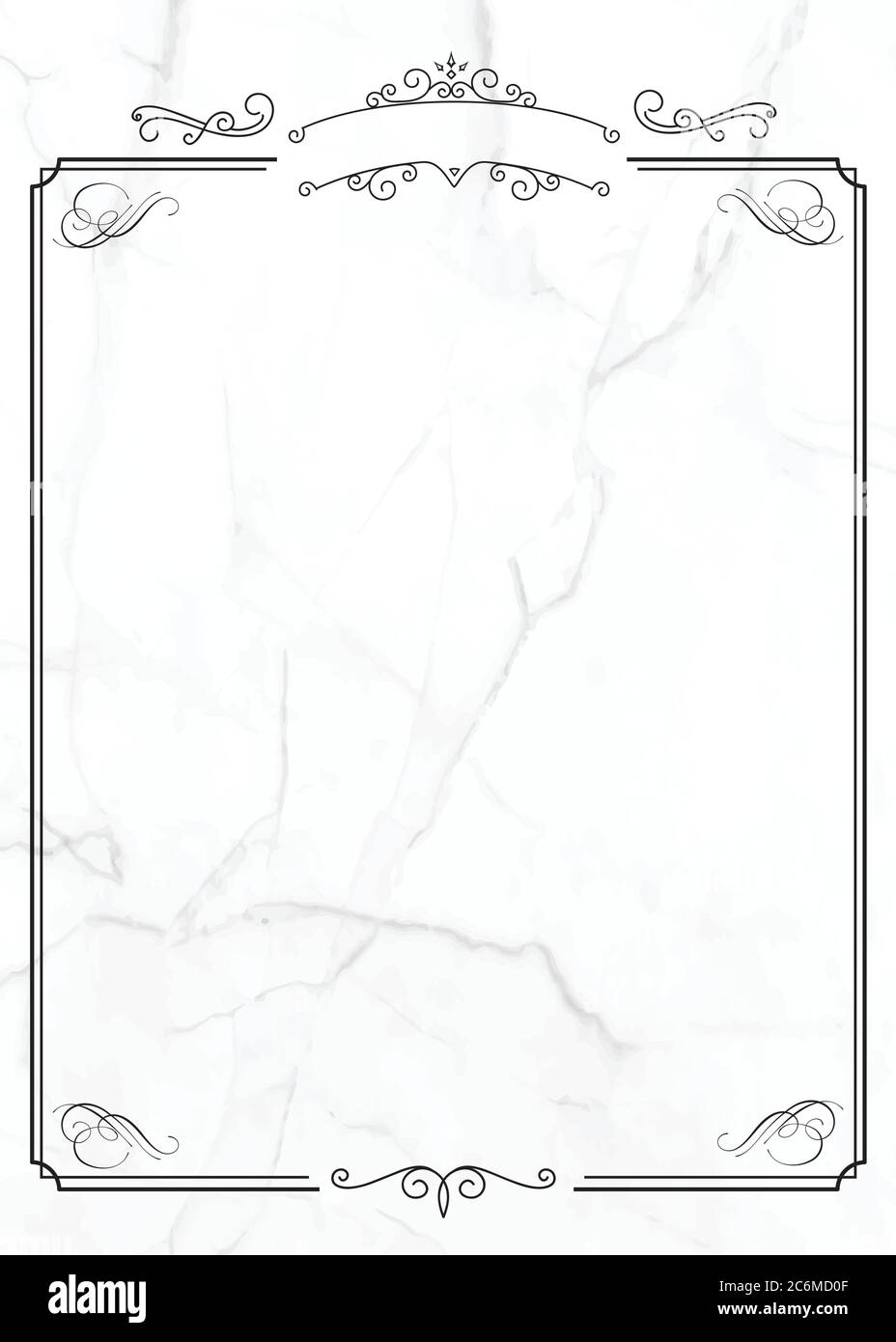 Die vertikale klassische weiße Marmorpapier Hintergrund mit Retro ornamentalen Rand in Vektor Stock Vektor