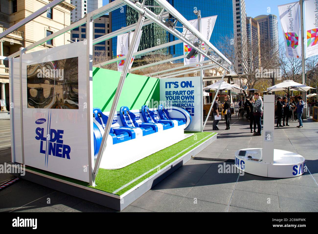 Der Samsung SlideLiner ist auf dem Display für die Öffentlichkeit am Customs House Square, 31 Alfred St, Sydney vor dem Bledisloe Test Match am Samstag 16. Au Stockfoto