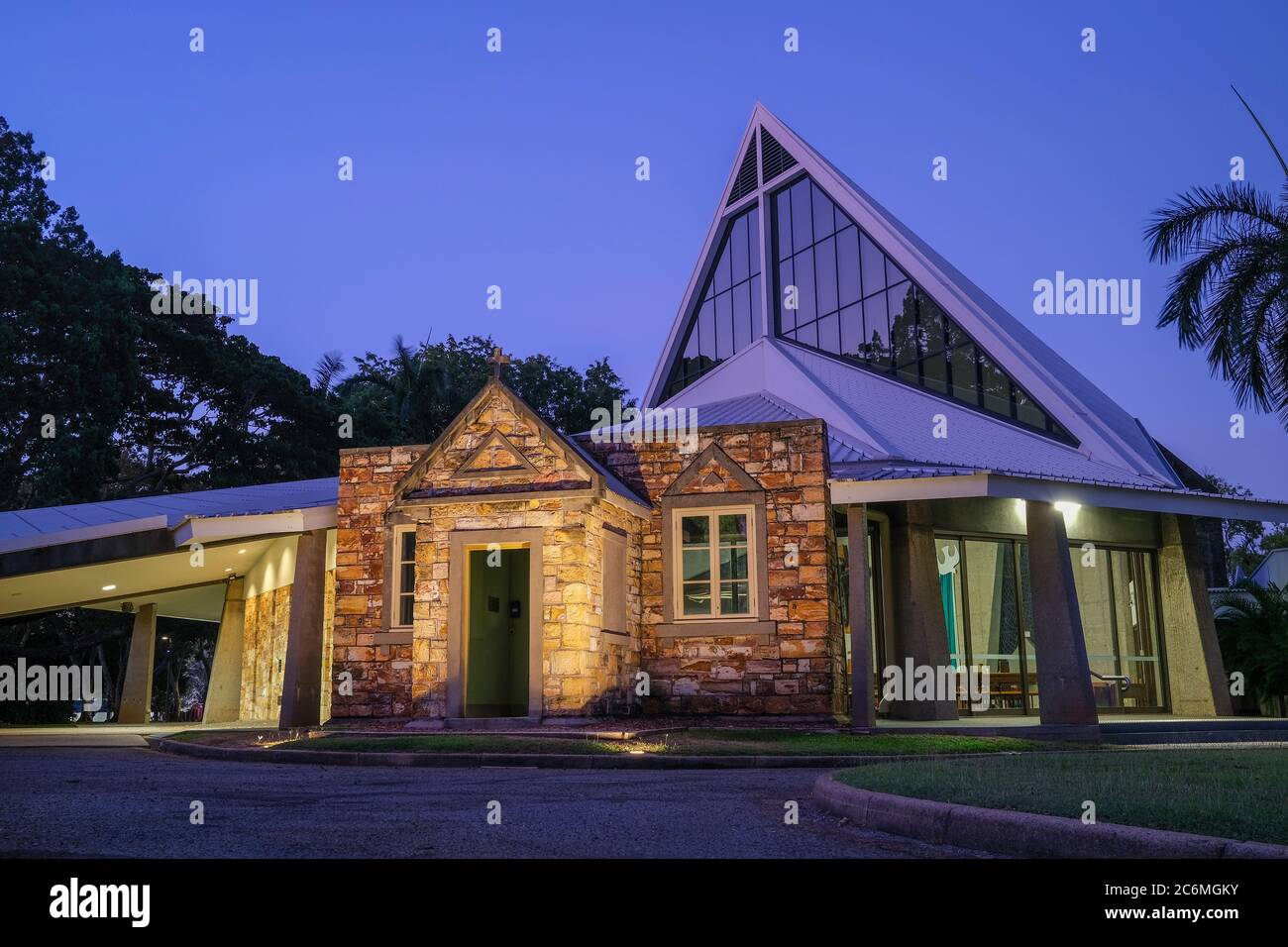 Christ Church Cathedral bei Nacht, in Darwin, Northern Territory, Australien Stockfoto