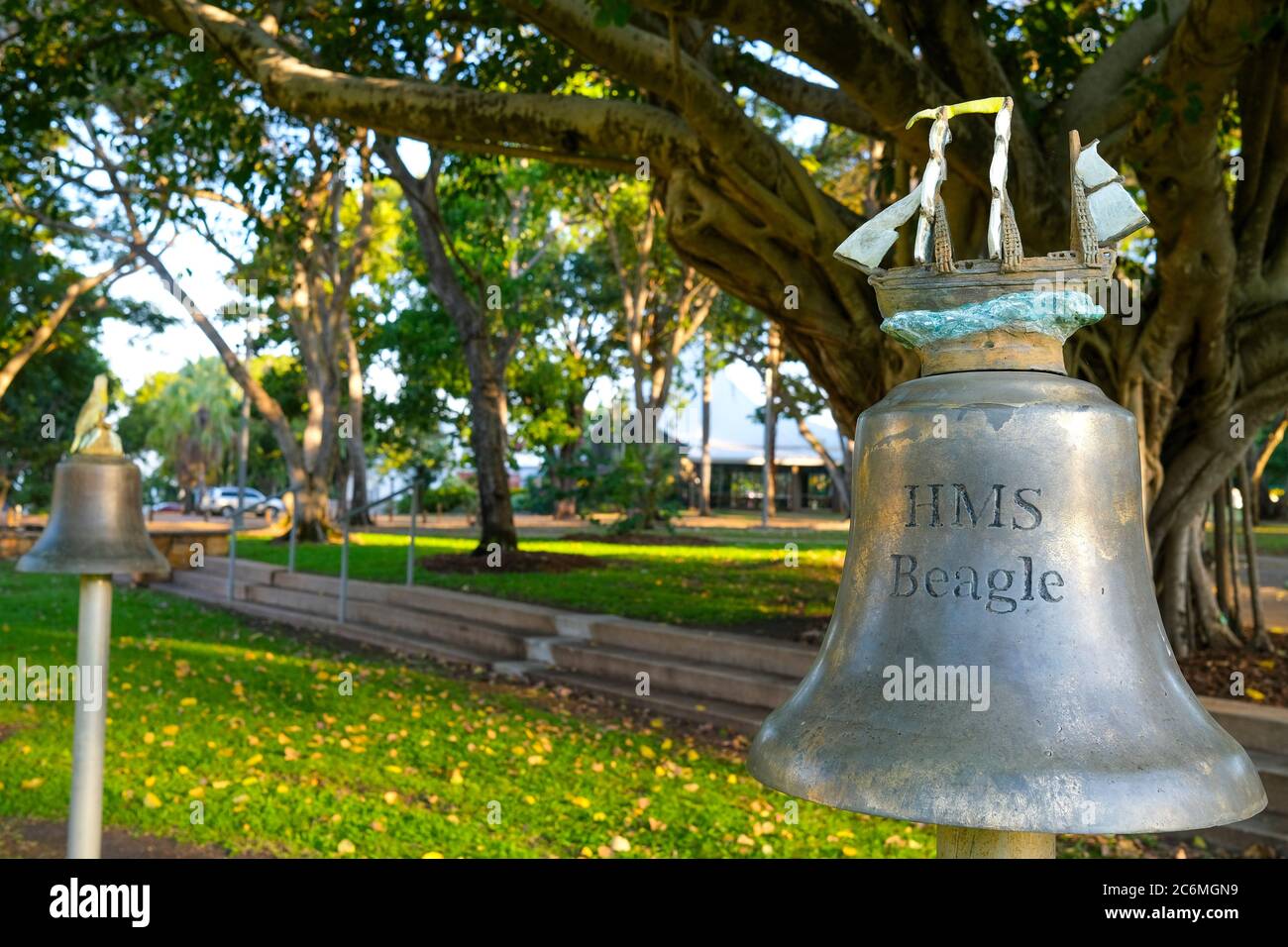 Das HMS Beagle Ship Bell Chime in Darwin City, Northern Territory, Australien. Stockfoto