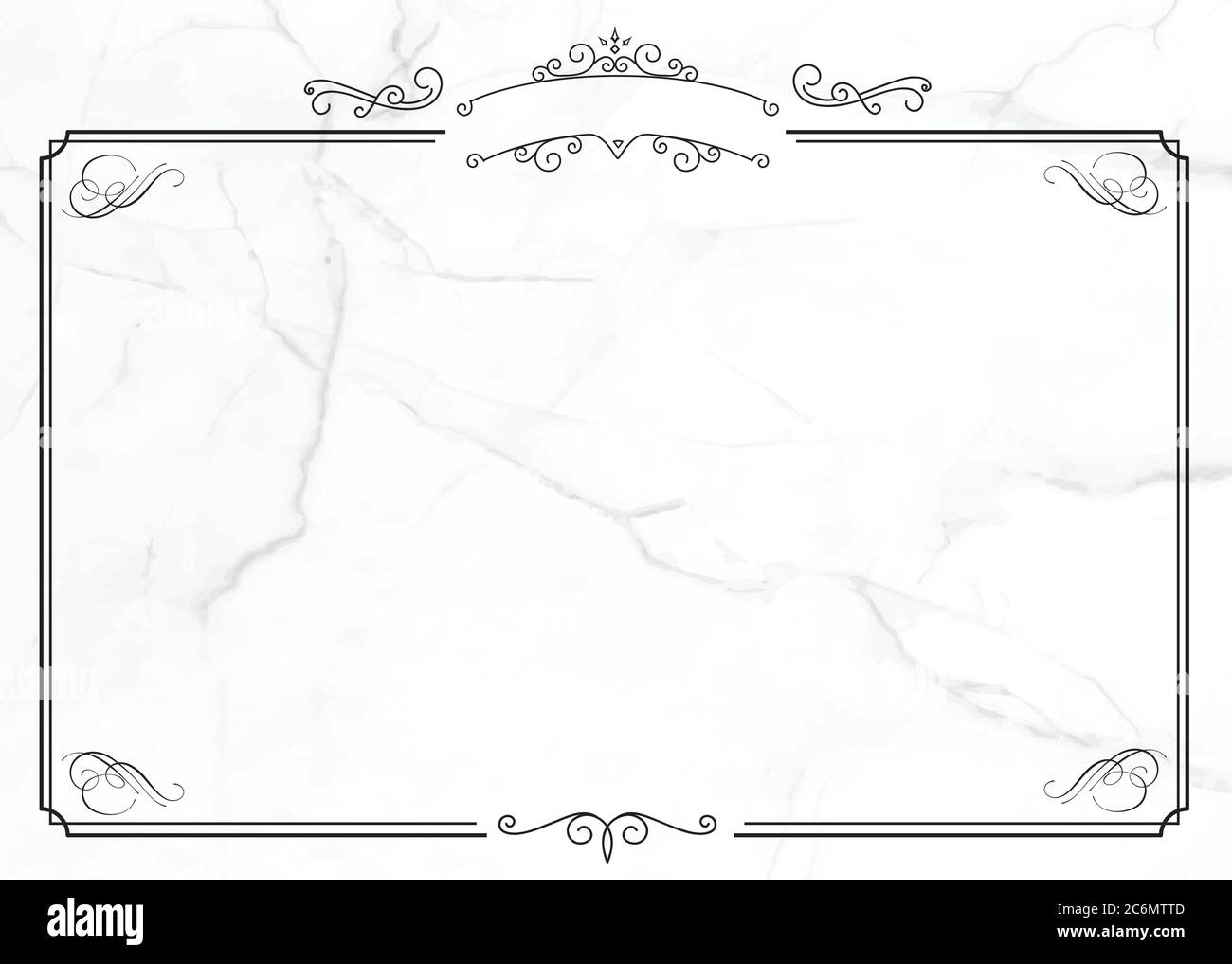 Die horizontale klassische weiße Marmorpapier Hintergrund mit Retro ornamentalen Rand in Vektor Stock Vektor