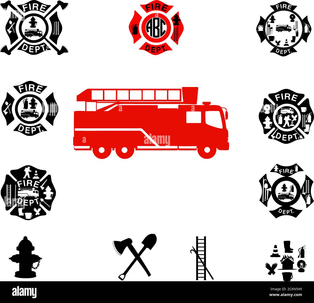 Embleme der Feuerwehr, Feuerwehr. Vektor Stock Vektor