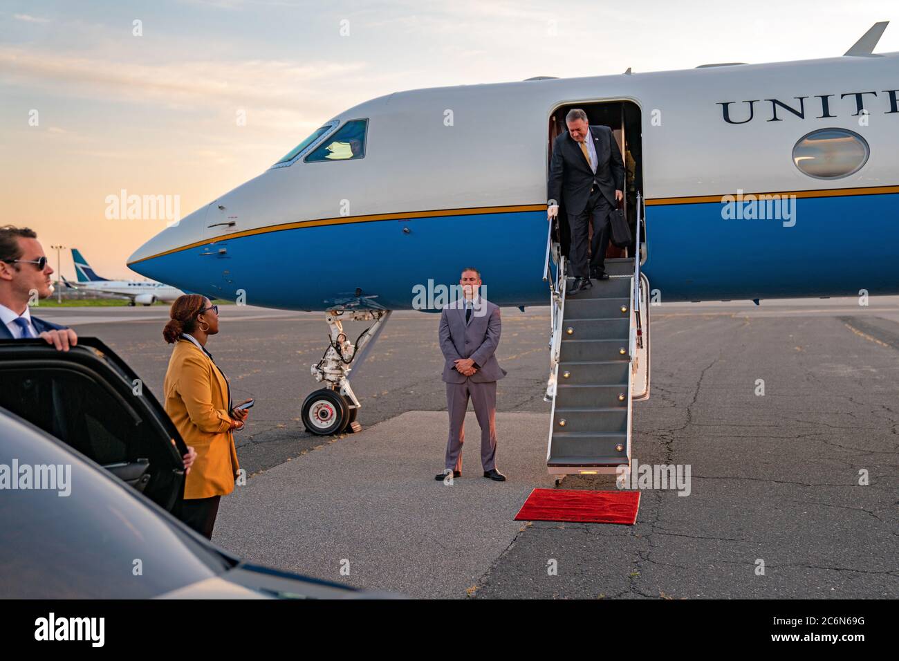 Der US-Außenminister Michael R. Pompeo kommt am 20. August 2019 in New York an Stockfoto