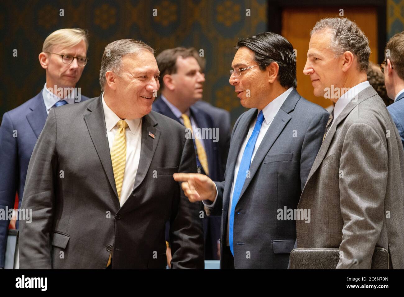 US-Außenminister Michael R. Pompeo nimmt an einer Sitzung des UN-Sicherheitsrates über Frieden und Sicherheit im Nahen Osten Teil, in New York City, New York, 20. August 2019 Stockfoto