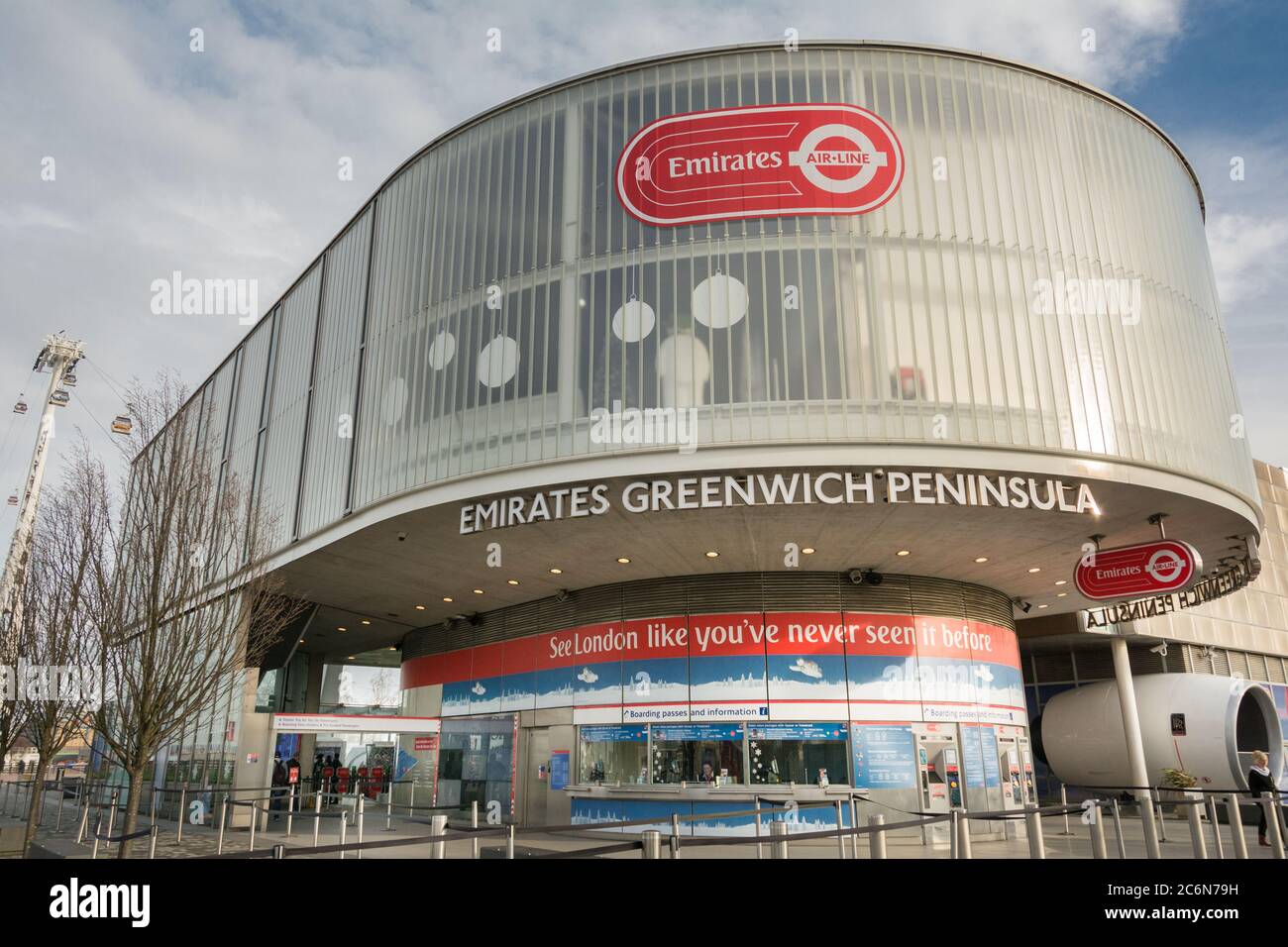 Emirates Greenwich Peninsula Ticketschalter Stockfoto