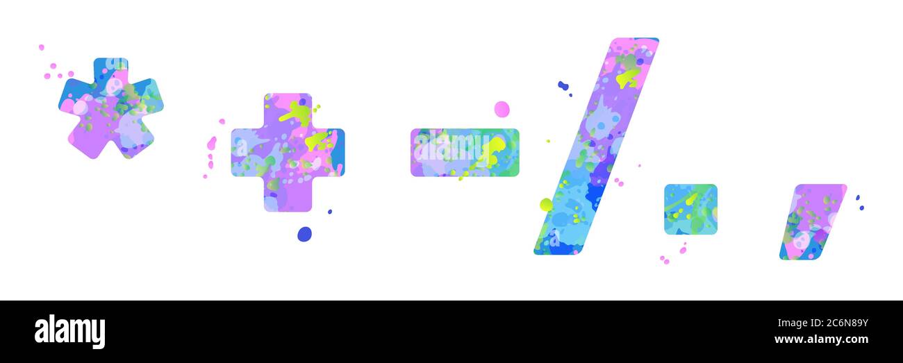 Satzzeichen und Sonderzeichen Sternchen, Plus, Minus, Solidus, Punkt, Komma Stock Vektor