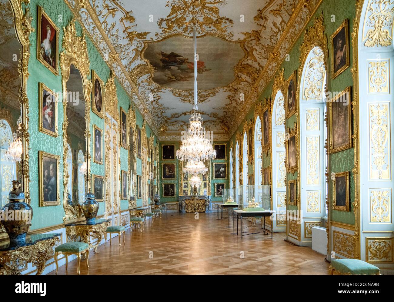 München. Deutschland - 26. Juli 2018: Die Grüne Galerie der Münchner Residenz Stockfoto