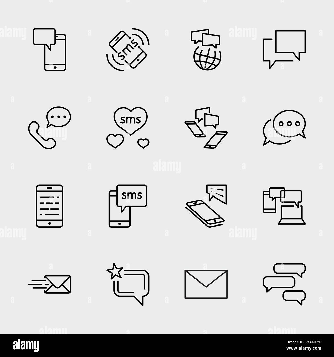 Symbole Für Meldungszeilen. Symbol SMS, Herz, Liebe Chats, Gruppen-Chat. Bearbeitbare Kontur Stock Vektor