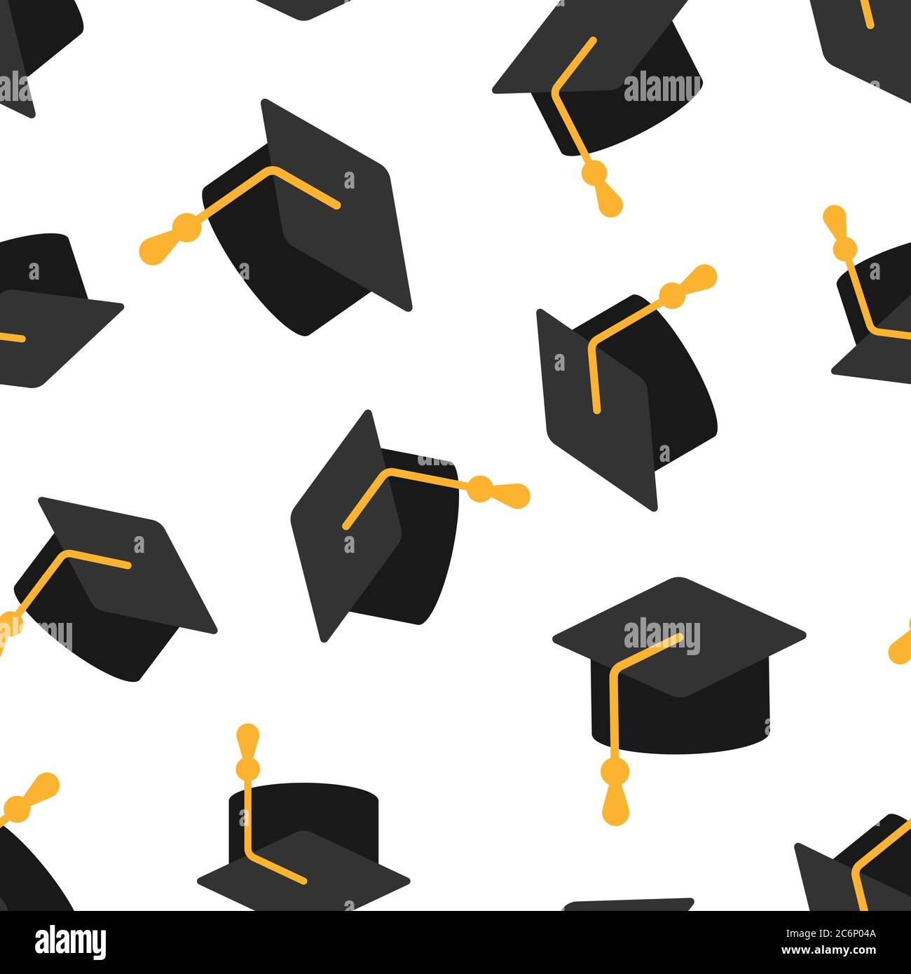 Graduierung Hut Ikone in flacher Form. Vektorgrafik für Schüler auf weißem, isoliertem Hintergrund. Universität nahtlose Muster Business-Konzept. Stock Vektor