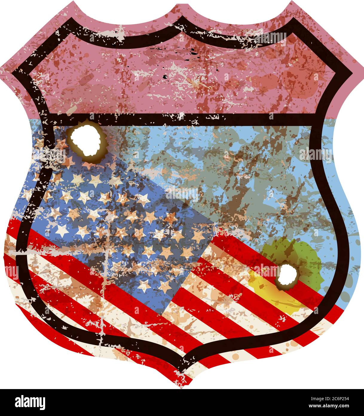 Vintage american Highway Schild Vorlage, Retro grungy Vektor Illustration Stock Vektor