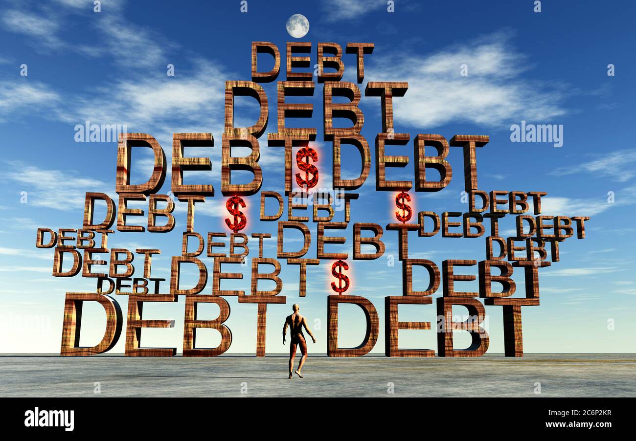 Ein Berg der Schulden Stockfoto